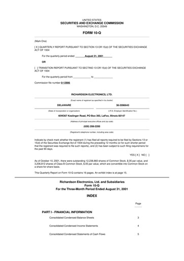 Thumbnail Richardson Electronics 10-Q Quarterly Report FY 