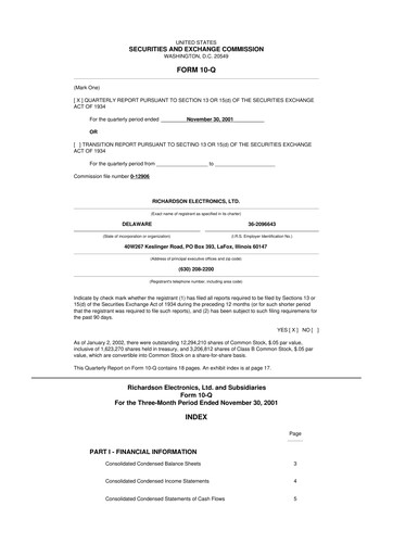 Thumbnail Richardson Electronics 10-Q Quarterly Report FY 