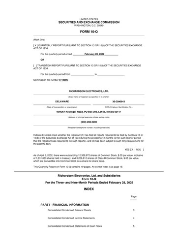 Thumbnail Richardson Electronics 10-Q Quarterly Report FY 