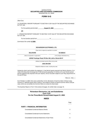 Thumbnail Richardson Electronics 10-Q Quarterly Report FY 