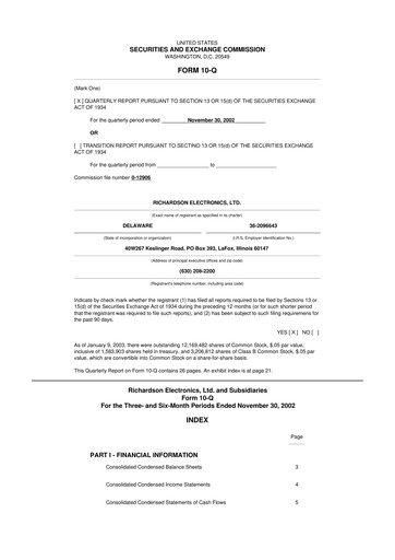 Thumbnail Richardson Electronics 10-Q Quarterly Report FY 