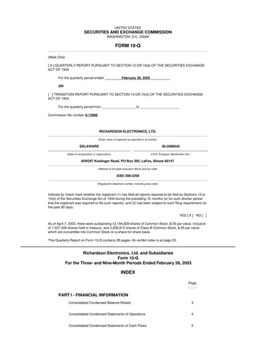 Thumbnail Richardson Electronics 10-Q Quarterly Report FY 