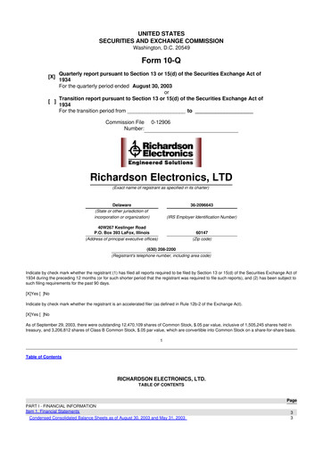 Thumbnail Richardson Electronics 10-Q Quarterly Report FY 