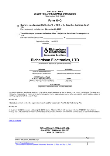 Thumbnail Richardson Electronics 10-Q Quarterly Report FY 