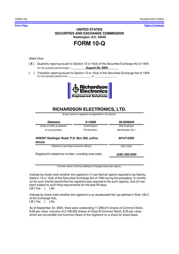 Thumbnail Richardson Electronics 10-Q Quarterly Report FY 