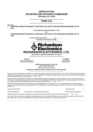 Thumbnail Richardson Electronics 10-Q Quarterly Report FY2014 