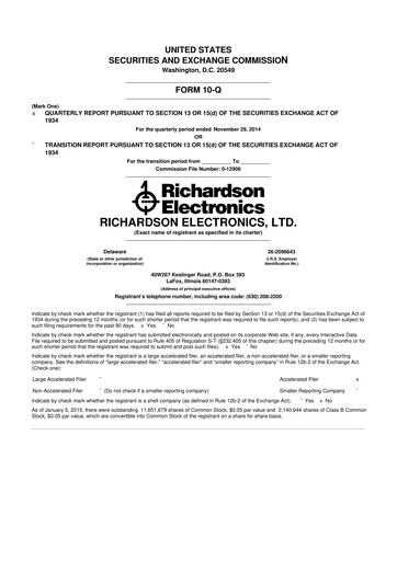 Thumbnail Richardson Electronics 10-Q Quarterly Report FY2015 