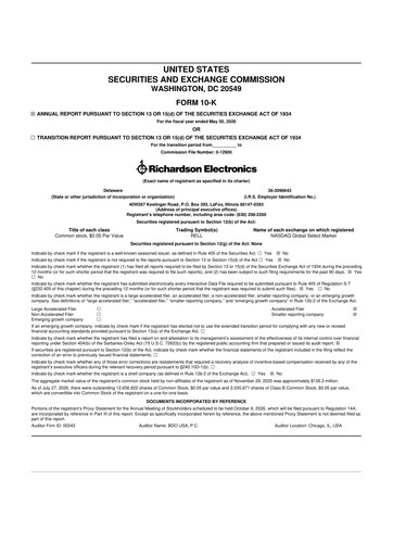 Miniature Richardson Electronics 10-K Rapport annuel 2026