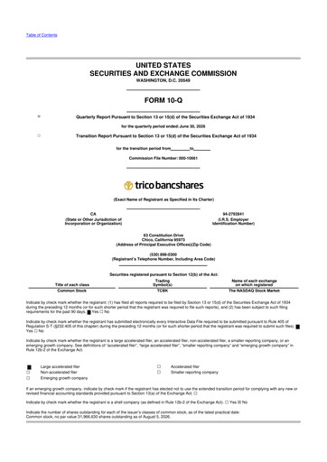Vorschaubild TriCo Bancshares 10-Q Quartalsbericht 2026 