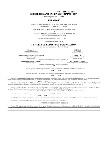 Thumbnail New Jersey Resources 10-K Annual Report 