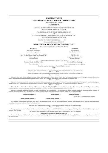 Thumbnail New Jersey Resources 10-K Annual Report 2017