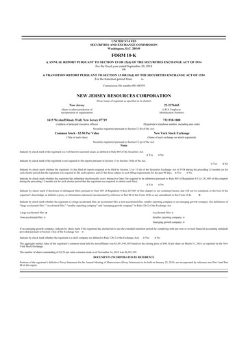 Thumbnail New Jersey Resources 10-K Annual Report 2018