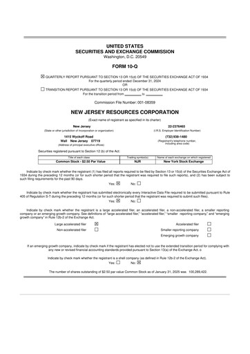 Thumbnail New Jersey Resources 10-Q Quarterly Report FY2025 