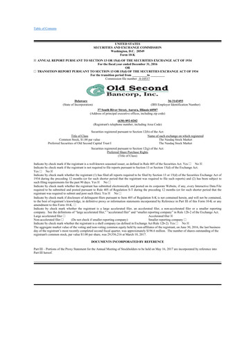 Thumbnail Old Second Bancorp 10-K Annual Report 2016