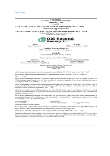 Thumbnail Old Second Bancorp 10-K Annual Report 2017