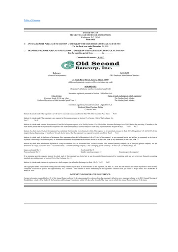 Thumbnail Old Second Bancorp 10-K Annual Report 2018