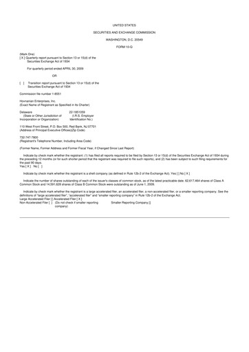 Vorschaubild Hovnanian Enterprises
 10-Q Quartalsbericht  