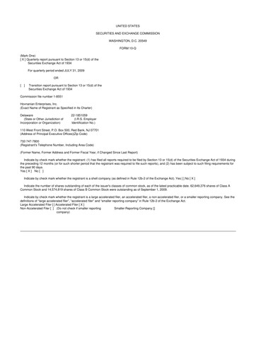 Vorschaubild Hovnanian Enterprises
 10-Q Quartalsbericht  