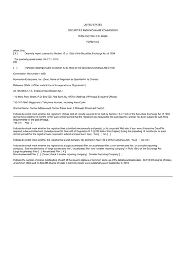 Vorschaubild Hovnanian Enterprises
 10-Q Quartalsbericht  