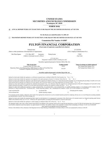 Thumbnail Fulton Financial 10-K Annual Report 2020