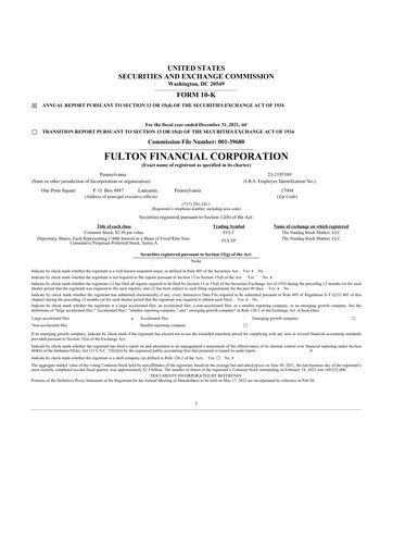 Thumbnail Fulton Financial 10-K Annual Report 2021