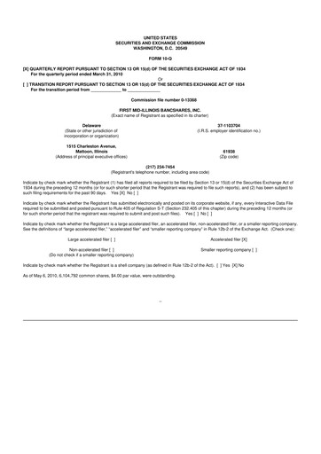 Vorschaubild First Mid Bancshares 10-Q Quartalsbericht  