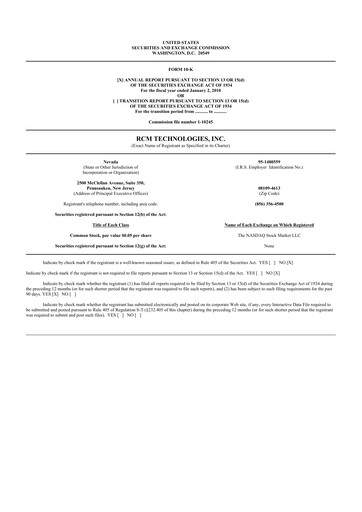 Thumbnail RCM Technologies 10-K Annual Report 