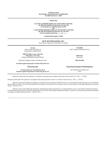 Thumbnail RCM Technologies 10-K Annual Report 2013