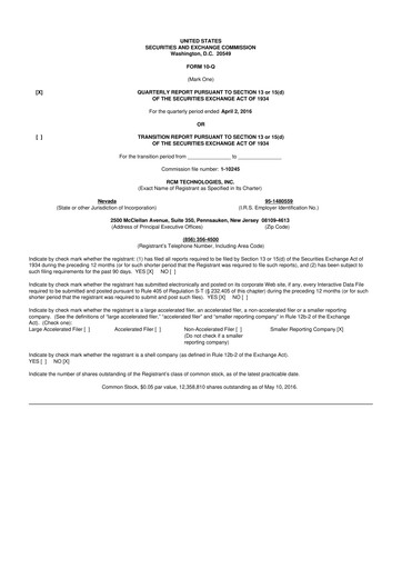 Thumbnail RCM Technologies 10-Q Quarterly Report FY2016 
