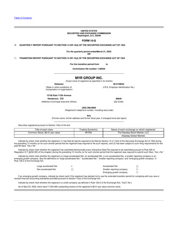 Thumbnail MYR Group 10-Q Quarterly Report FY2022 