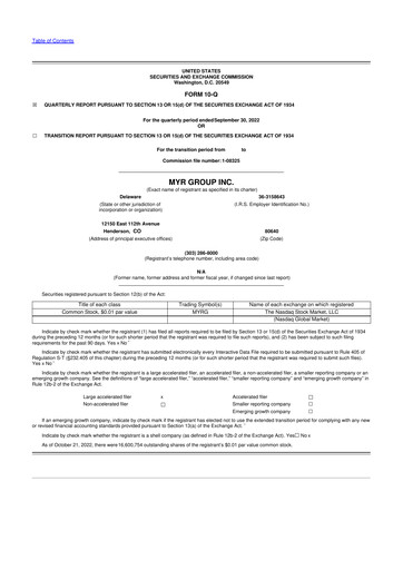 Thumbnail MYR Group 10-Q Quarterly Report FY2022 
