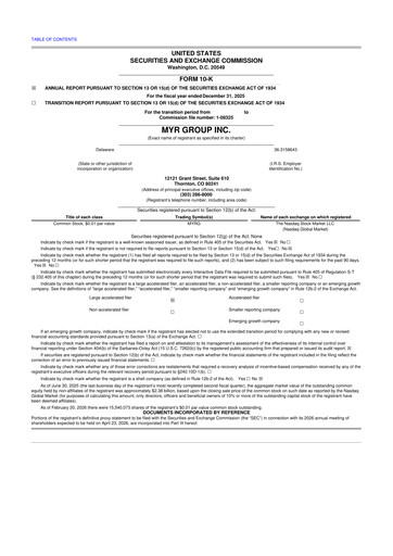 Thumbnail MYR Group 10-K Annual Report 2025