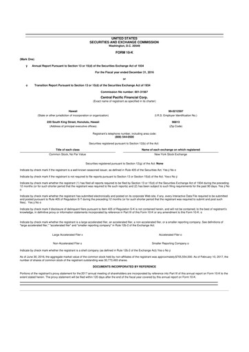 Miniature Central Pacific Financial 10-K Rapport annuel 2016