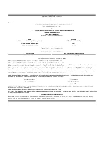 Miniature Central Pacific Financial 10-K Rapport annuel 2018