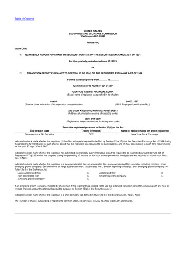 Miniature Central Pacific Financial 10-Q Rapport trimestriel 2023 
