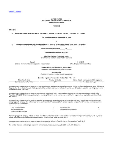 Miniature Central Pacific Financial 10-Q Rapport trimestriel 2025 