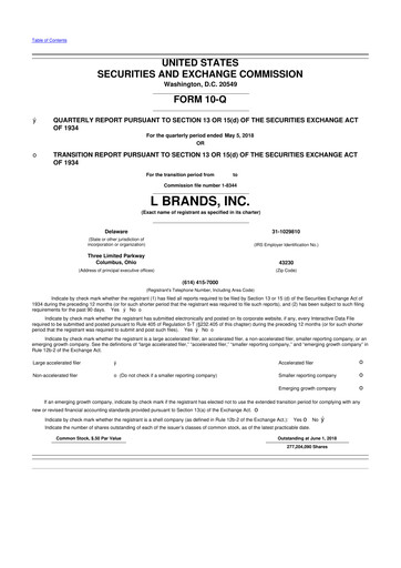 Thumbnail Bath & Body Works 10-Q Quarterly Report FY2018 