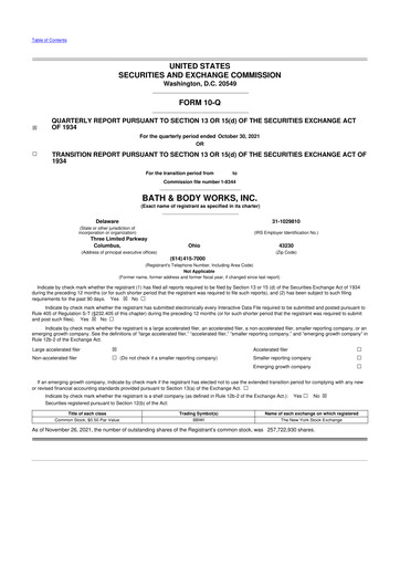 Thumbnail Bath & Body Works 10-Q Quarterly Report FY2021 