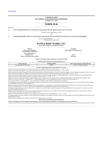 Thumbnail Bath & Body Works 10-K Annual Report 2022