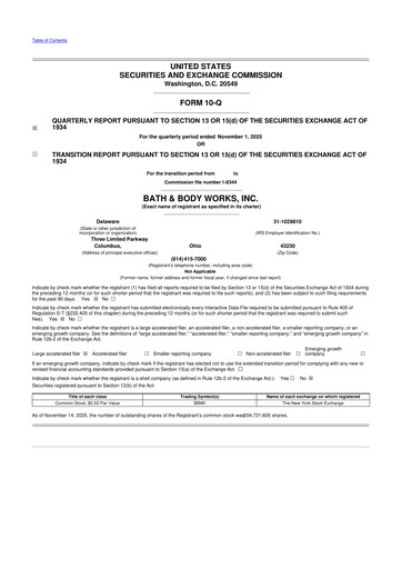 Thumbnail Bath & Body Works 10-Q Quarterly Report FY2025 