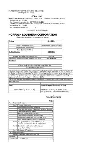 Vorschaubild Norfolk Southern 10-Q Quartalsbericht  