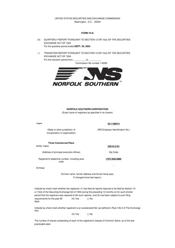 Vorschaubild Norfolk Southern 10-Q Quartalsbericht  