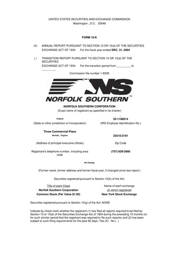 Thumbnail Norfolk Southern 10-K Annual Report 