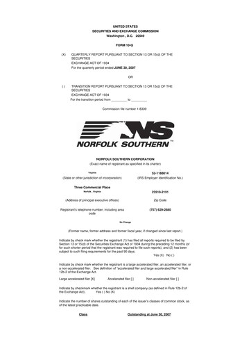 Vorschaubild Norfolk Southern 10-Q Quartalsbericht  