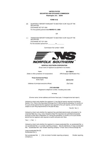 Vorschaubild Norfolk Southern 10-Q Quartalsbericht  