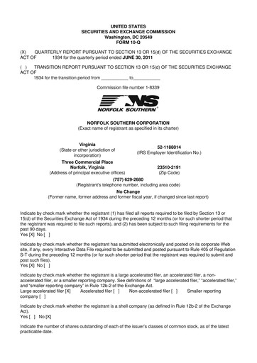 Thumbnail Norfolk Southern 10-Q Quarterly Report FY2011 