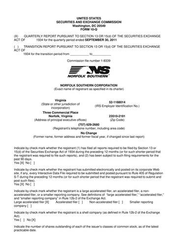 Thumbnail Norfolk Southern 10-Q Quarterly Report FY2011 