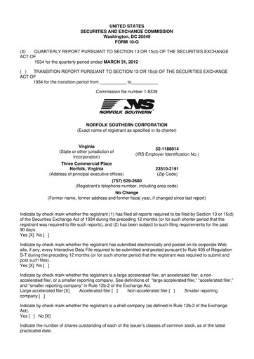 Thumbnail Norfolk Southern 10-Q Quarterly Report FY2012 