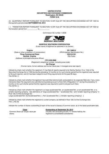 Thumbnail Norfolk Southern 10-Q Quarterly Report FY2012 