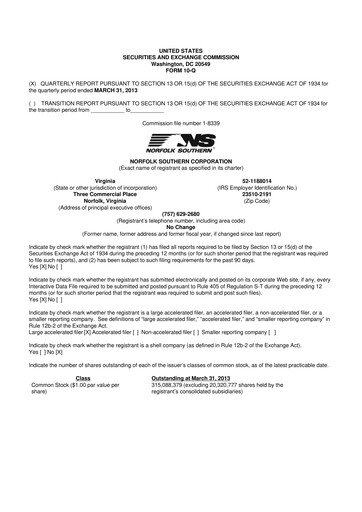 Thumbnail Norfolk Southern 10-Q Quarterly Report FY2013 